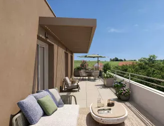 Perspective terrasse - Programme immobilier neuf_ Jardins du Golf à Metz _ Kaufman & Broad