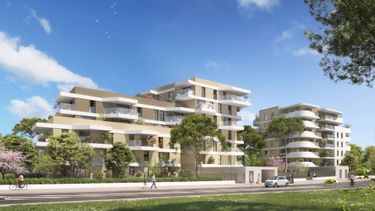 35371-Vue facade programme immobilier neuf Duo Verde à Montpellier